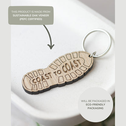 'Coast to Coast' Boot, Wooden Keyring