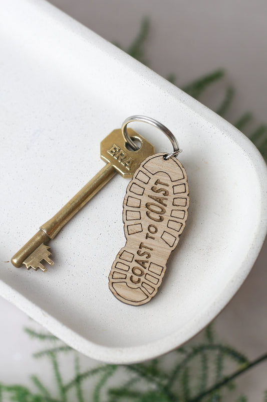 'Coast to Coast' Boot, Wooden Keyring