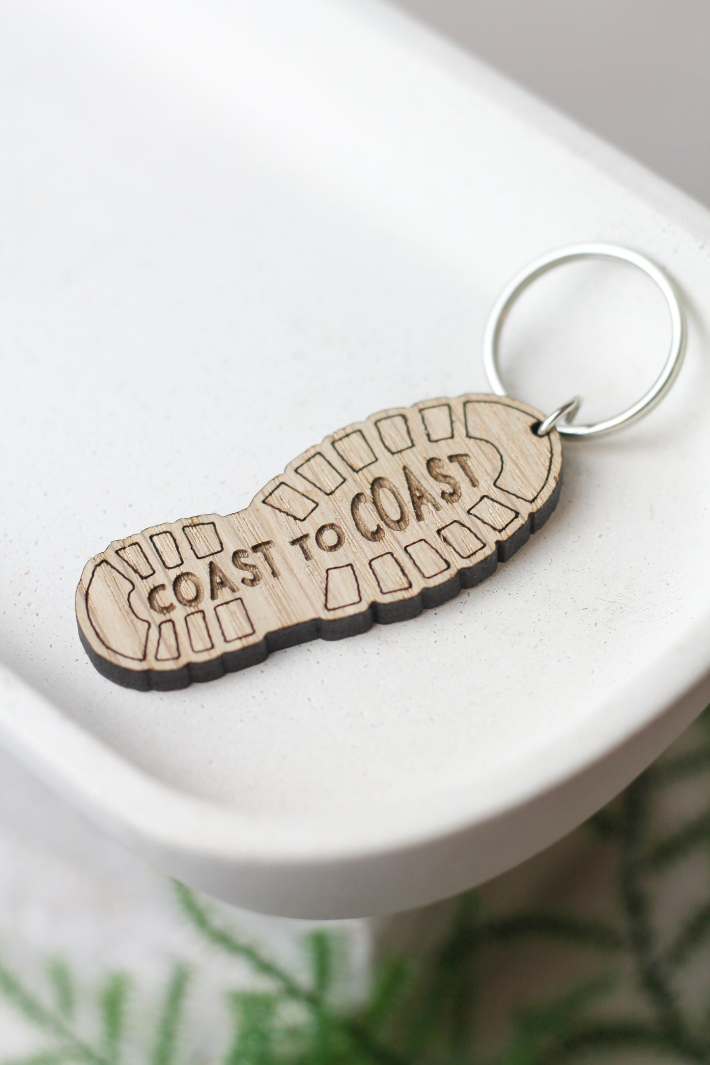 'Coast to Coast' Boot, Wooden Keyring