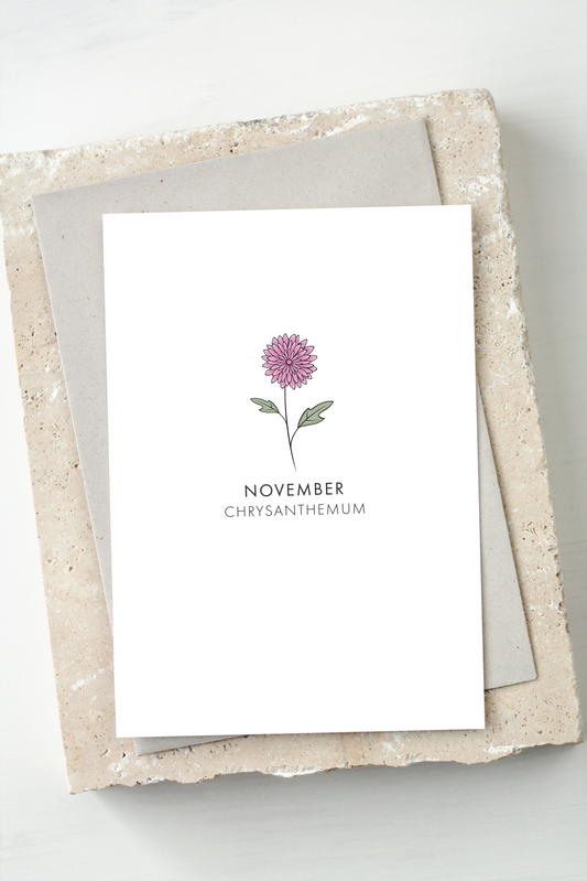 Birth Flower Card - November, Chrysanthemum