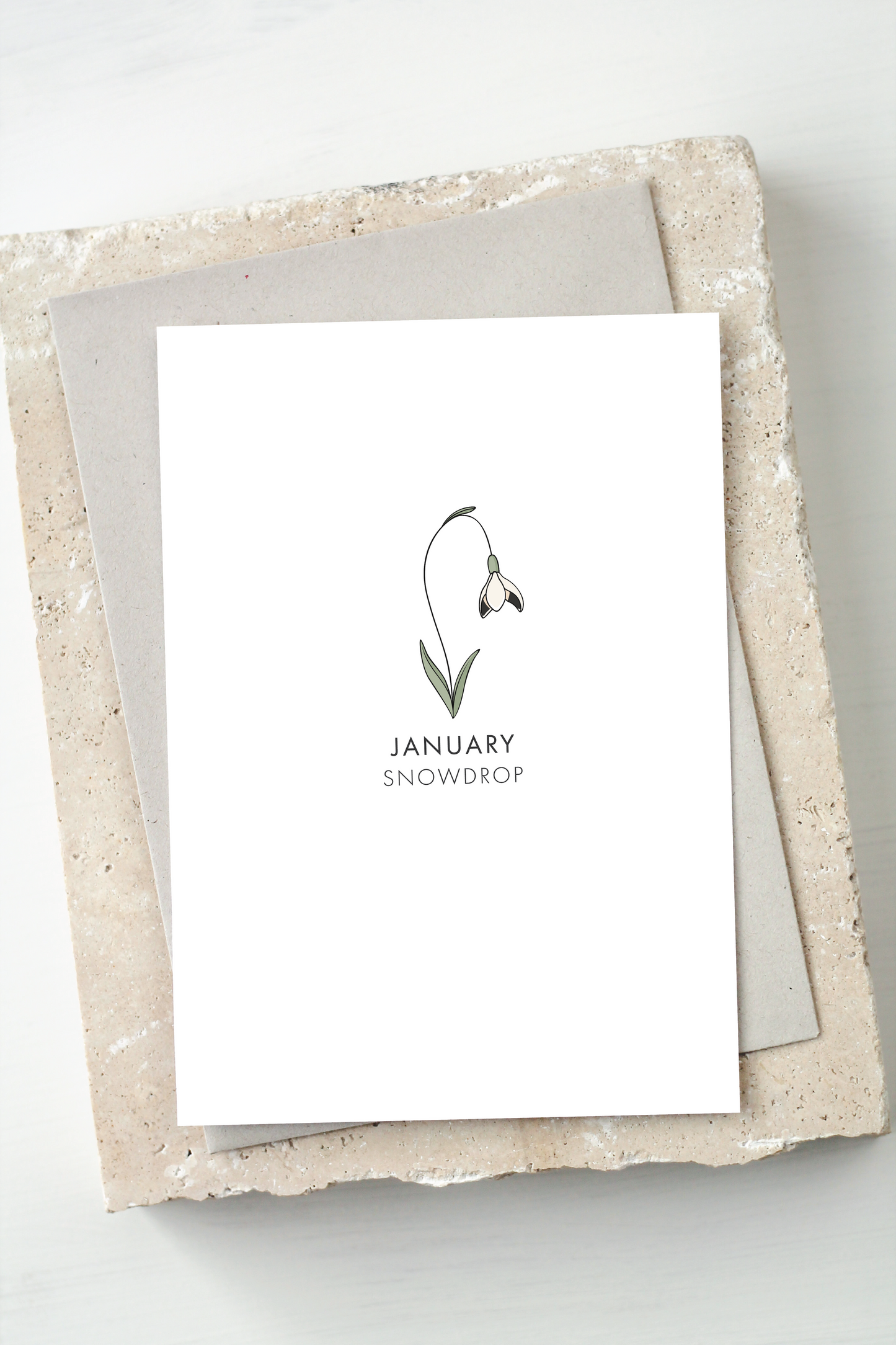 Birth Flower Card - January, Snowdrop