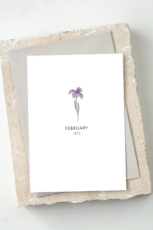 Birth Flower Card - February, Iris