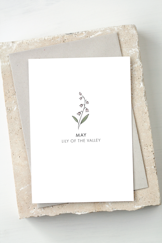 Birth Flower Card - May, Lily of the Valley