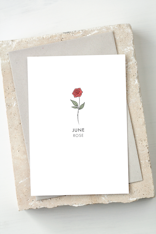 Birth Flower Card - June, Rose