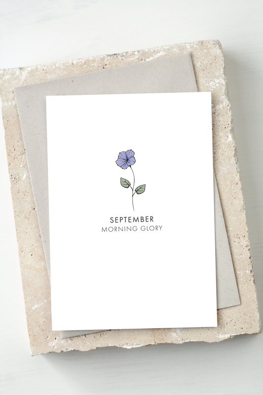 Birth Flower Card - September, Morning Glory