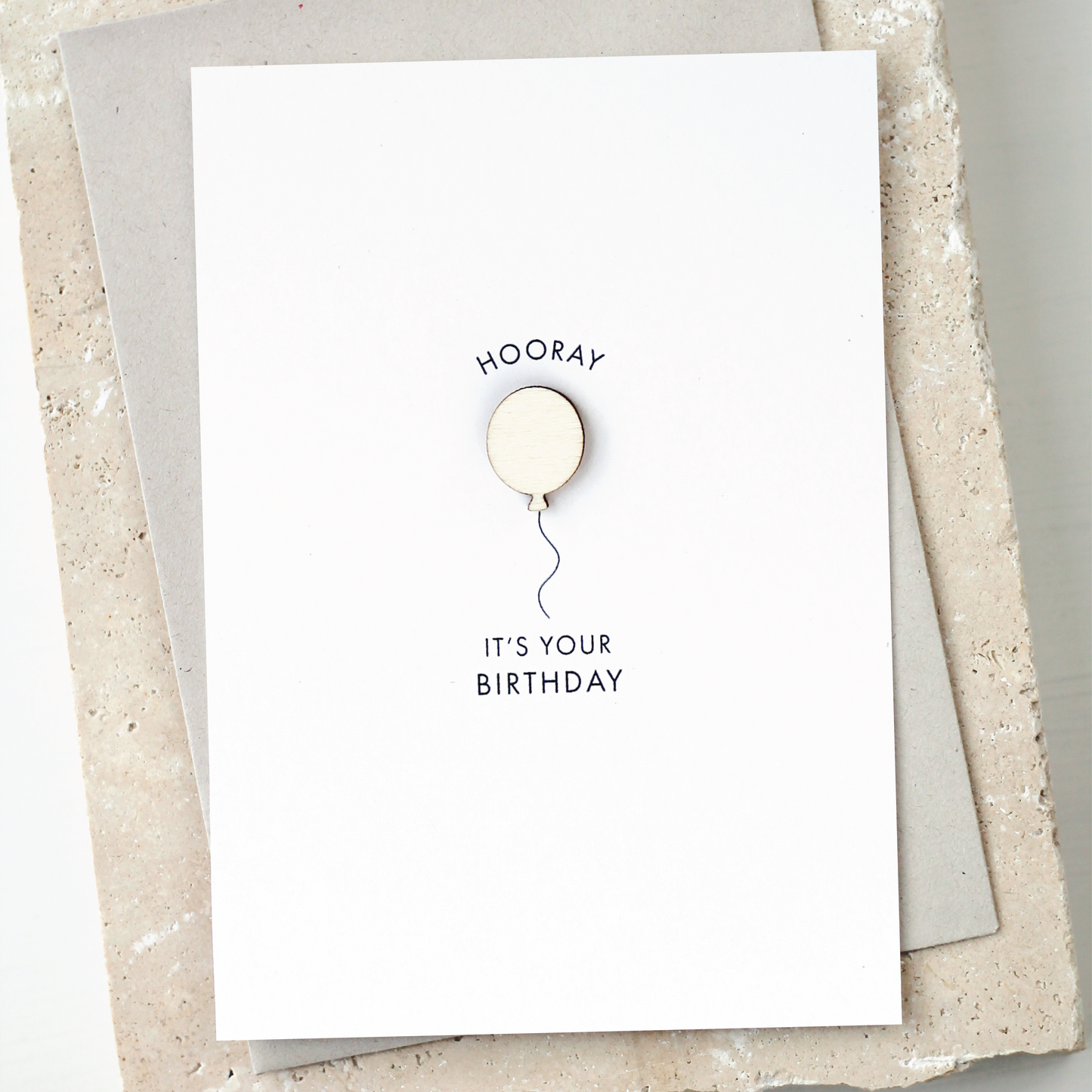 'Hooray It's Your Birthday' Card with Wooden Balloon Charm