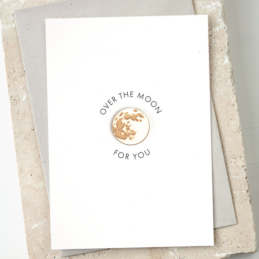 'Over the Moon for You' Card with Wooden Moon Charm