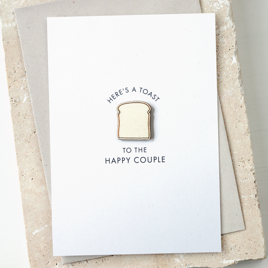 'Here's a Toast to the Happy Couple' Card with Wooden Toast Charm