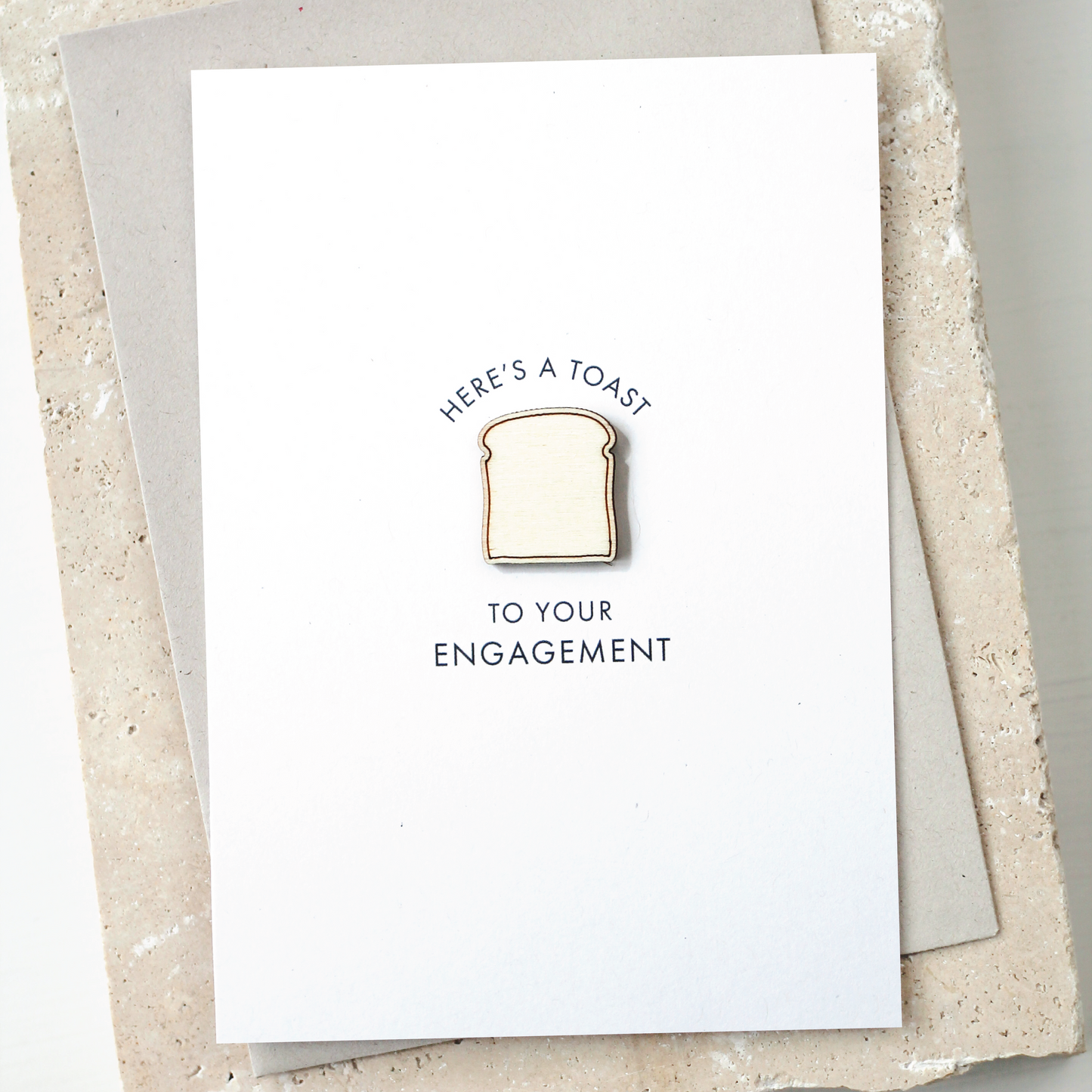 'Here's a Toast to Your Engagement' Card with Wooden Toast Charm