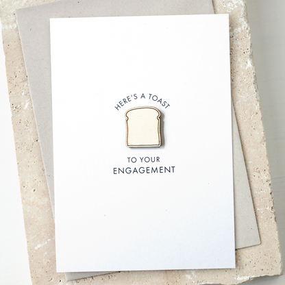 'Here's a Toast to Your Engagement' Card with Wooden Toast Charm