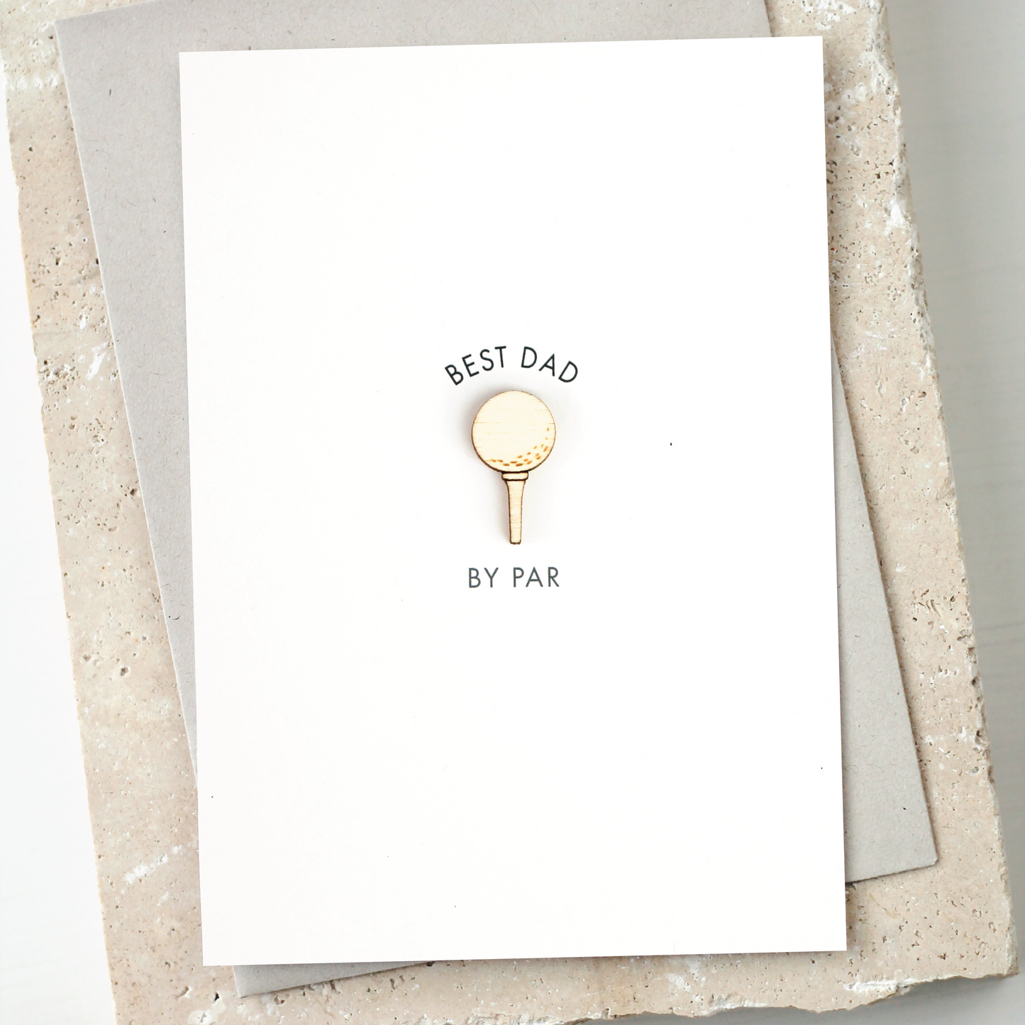 'Best Dad By Par' Card with Wooden Golf Tee Charm