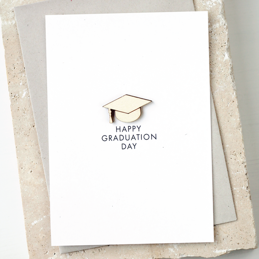 'Happy Graduation Day' Card with Wooden Cap Charm