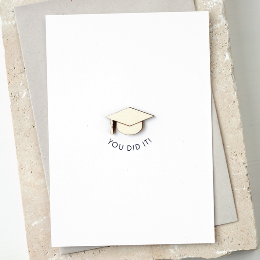 'You Did It!' Card with Wooden Cap Charm