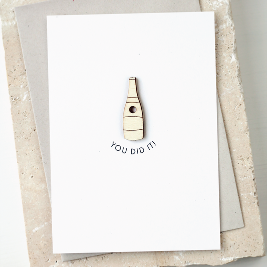 'You Did It!' Card with Wooden Champagne Charm