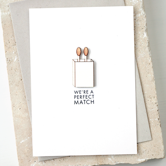 'We're a Perfect Match' Card with Wooden Match Box Charm