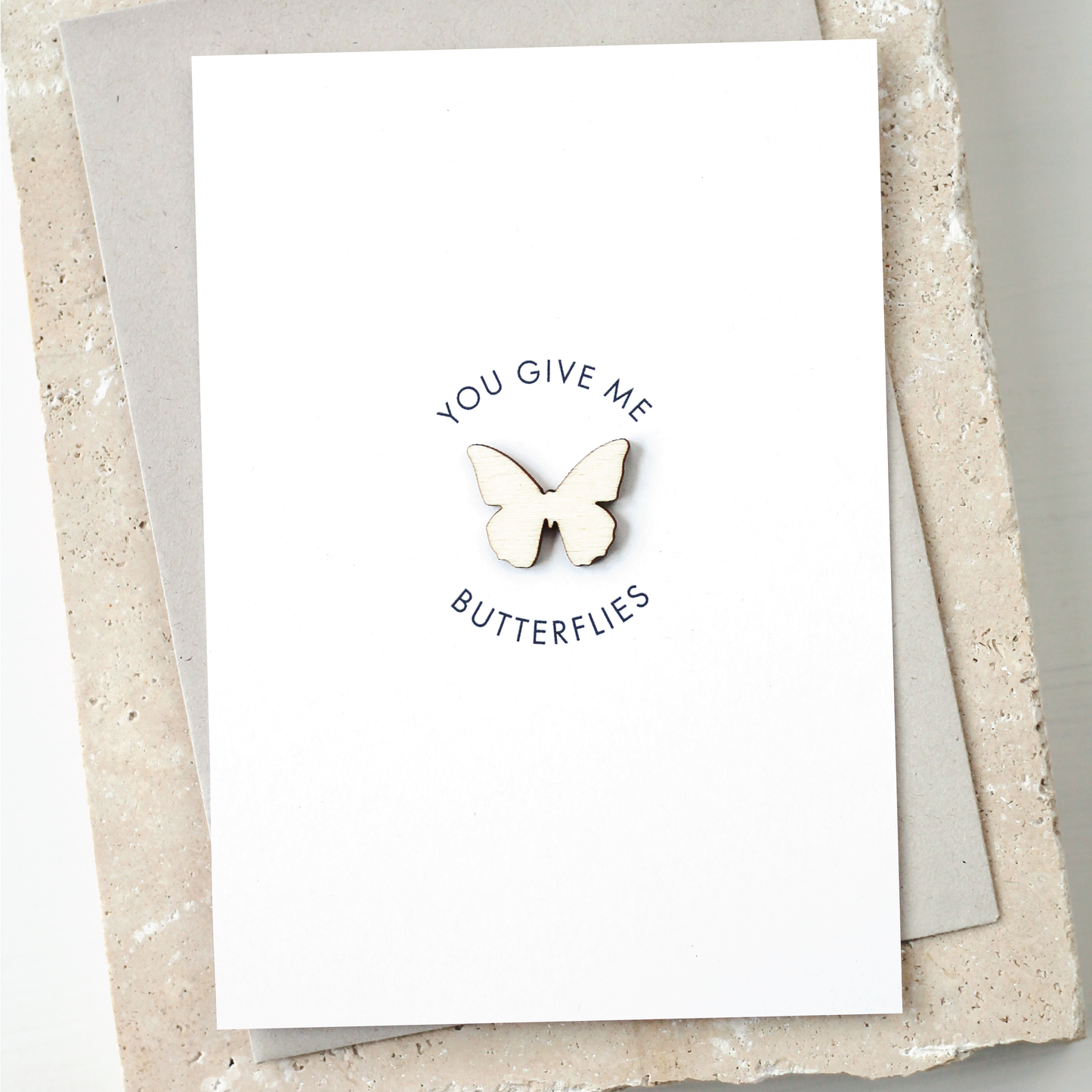 'You Give Me Butterflies' Card with Wooden Butterfly Charms