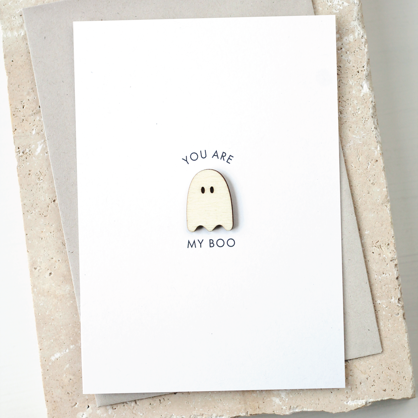 'You Are My Boo' Card with Wooden Ghost Charm