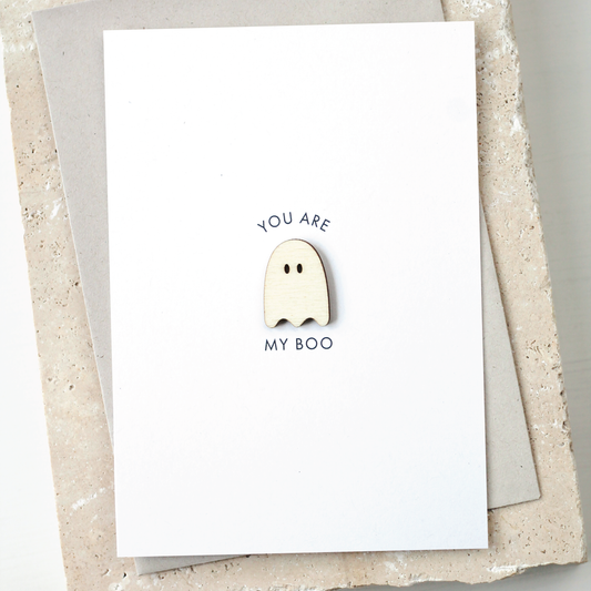 'You Are My Boo' Card with Wooden Ghost Charm