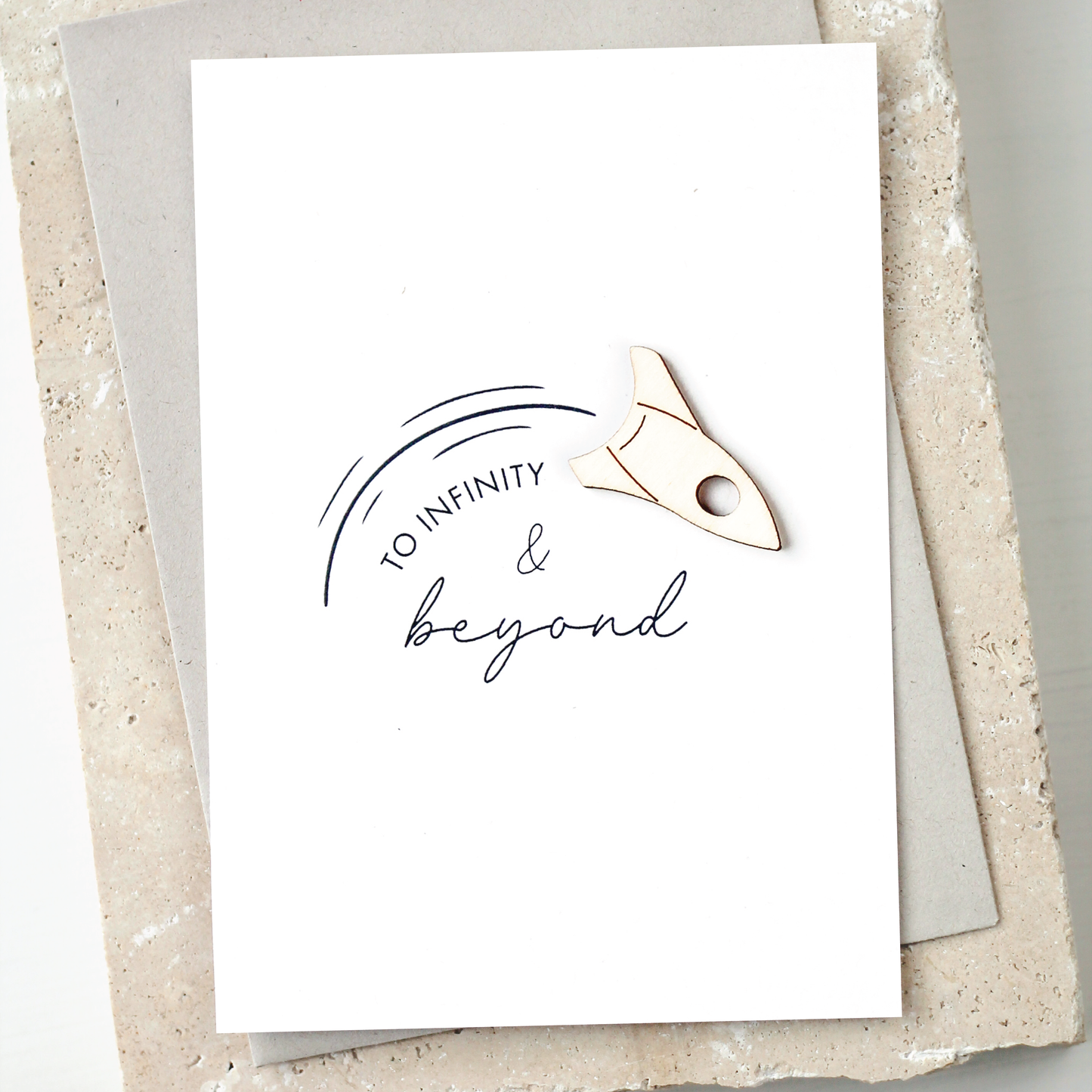 'To Infinity & Beyond' Card with Wooden Rocket Charm