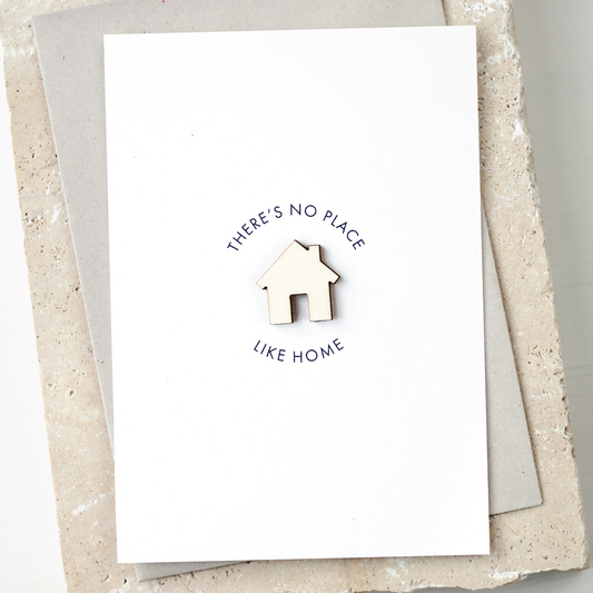 'There's No Place Like Home' Card with Wooden House Charm