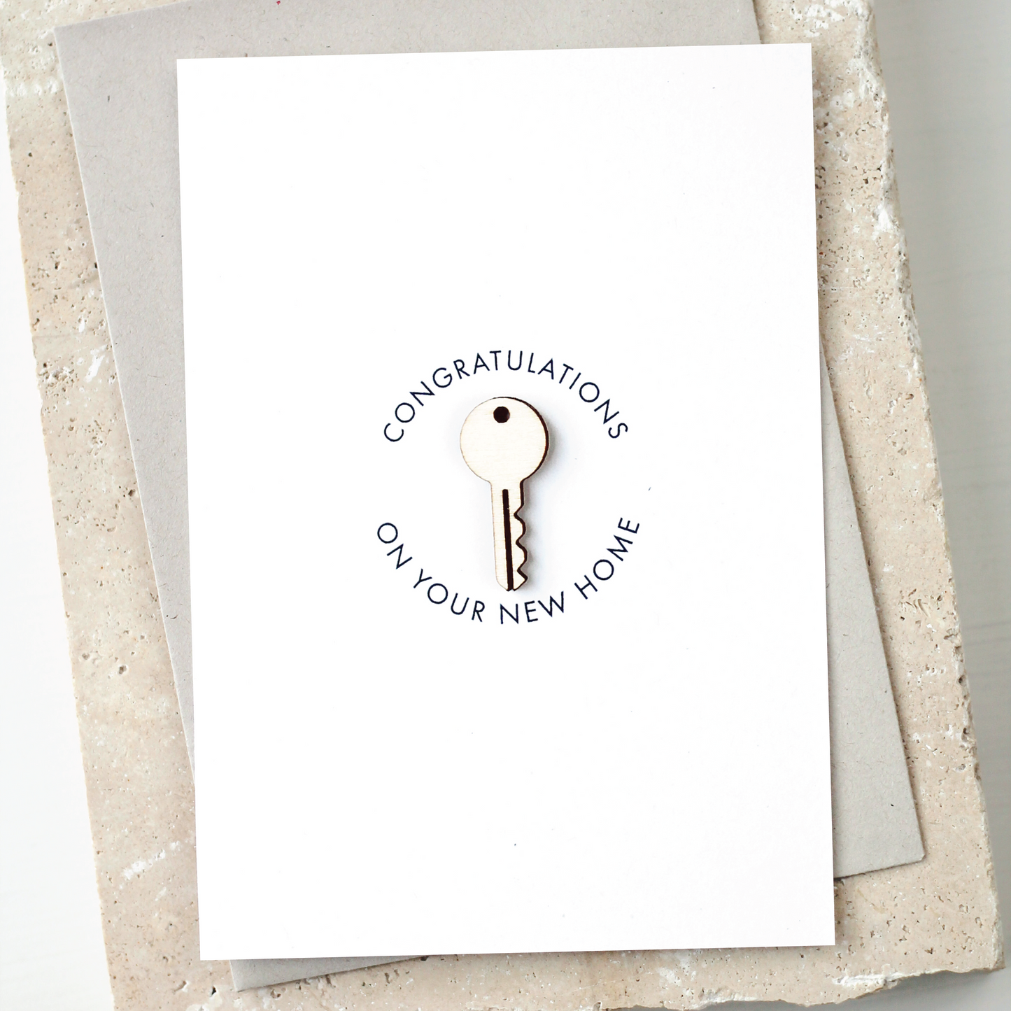 'Congratulations On Your New Home' Card with Wooden Key Charm