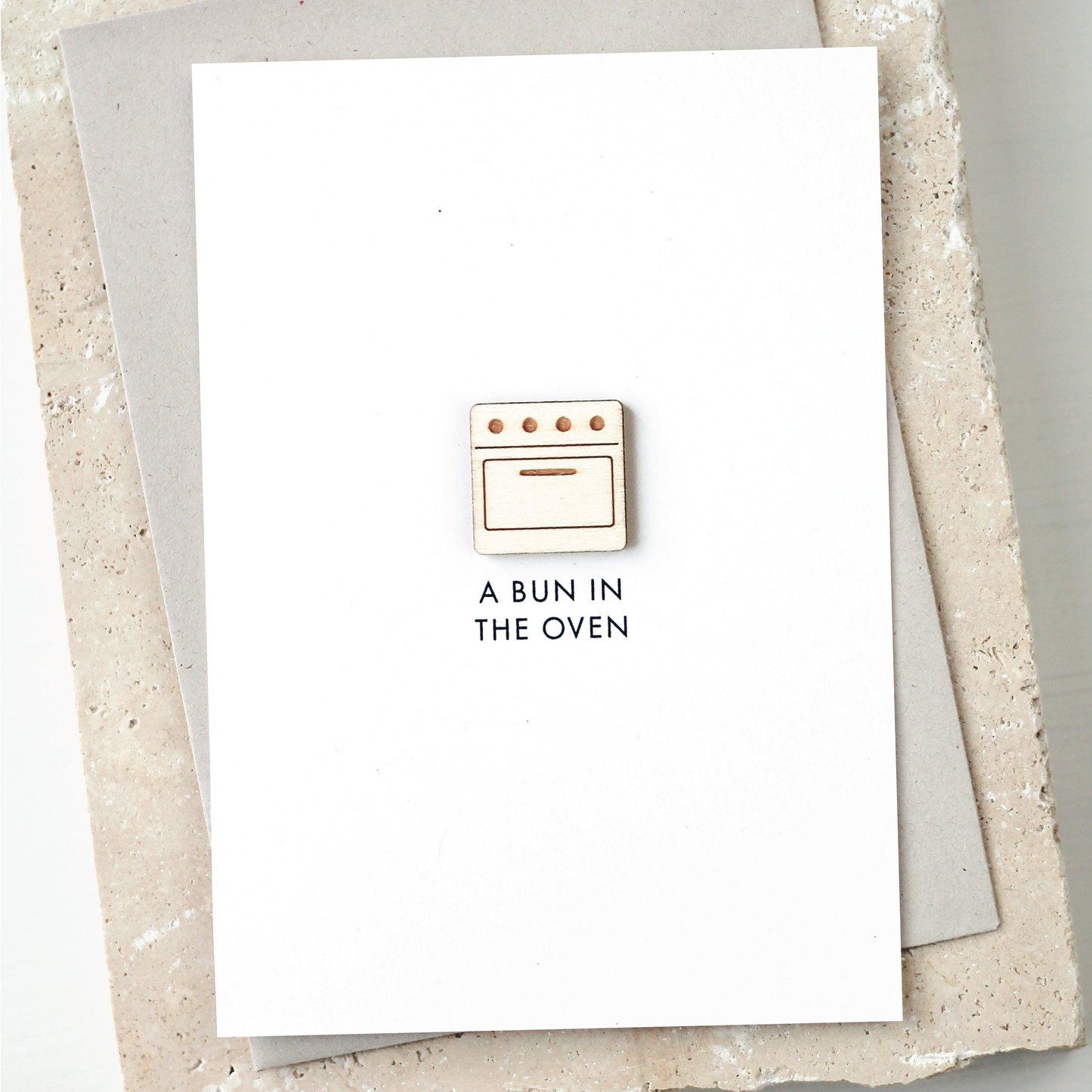 'Bun in the Oven' Card with Wooden Oven Charm