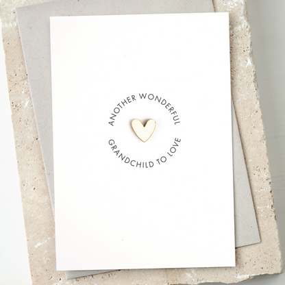 'Another Wonderful Grandchild To Love' Card with Wooden Heart Charm