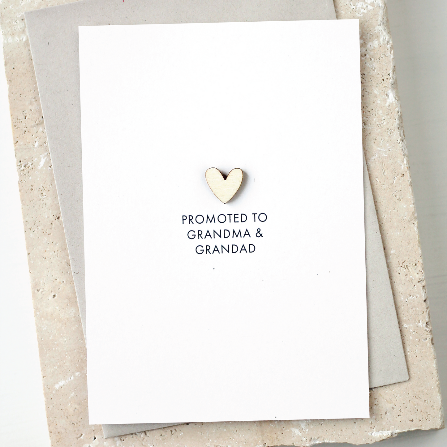 'Promoted To Grandma & Grandad' Card with Wooden Heart Charm