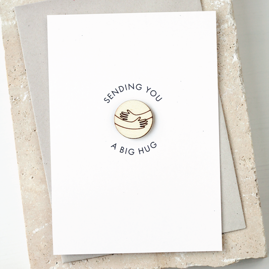 'Sending You a Big Hug' Card with Wooden Hug Charm