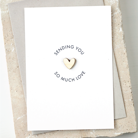 'Sending You So Much Love' Card with Wooden Heart Charm