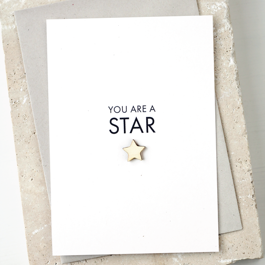 'You are a Star' Card with Wooden Star Charm