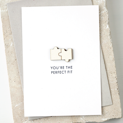 'You’re the Perfect Fit' Card with Wooden Puzzle Piece Charms