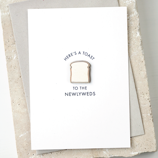 'Here's a Toast to the Newlyweds' Card with Wooden Toast Charm