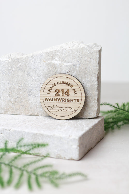 214 Wainwrights, Round Wooden Magnet